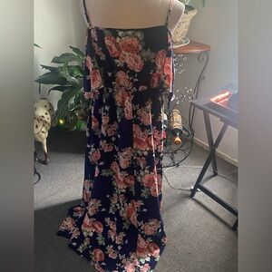 SHEIN Dark Blue Floral Maxi Dress Cold shoulder